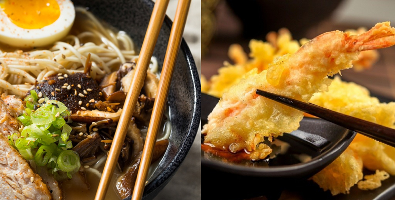 Tempura tôm, mì ramen