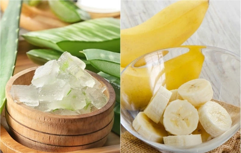 Đắp mặt nạ nha đam và chuối