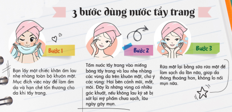 Bước tẩy trang đúng với nước tẩy trang