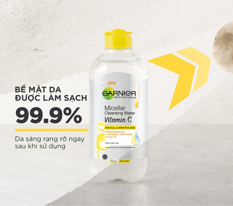Nước tẩy trang dành cho da thường Garnier Micellar Water Vitamin C